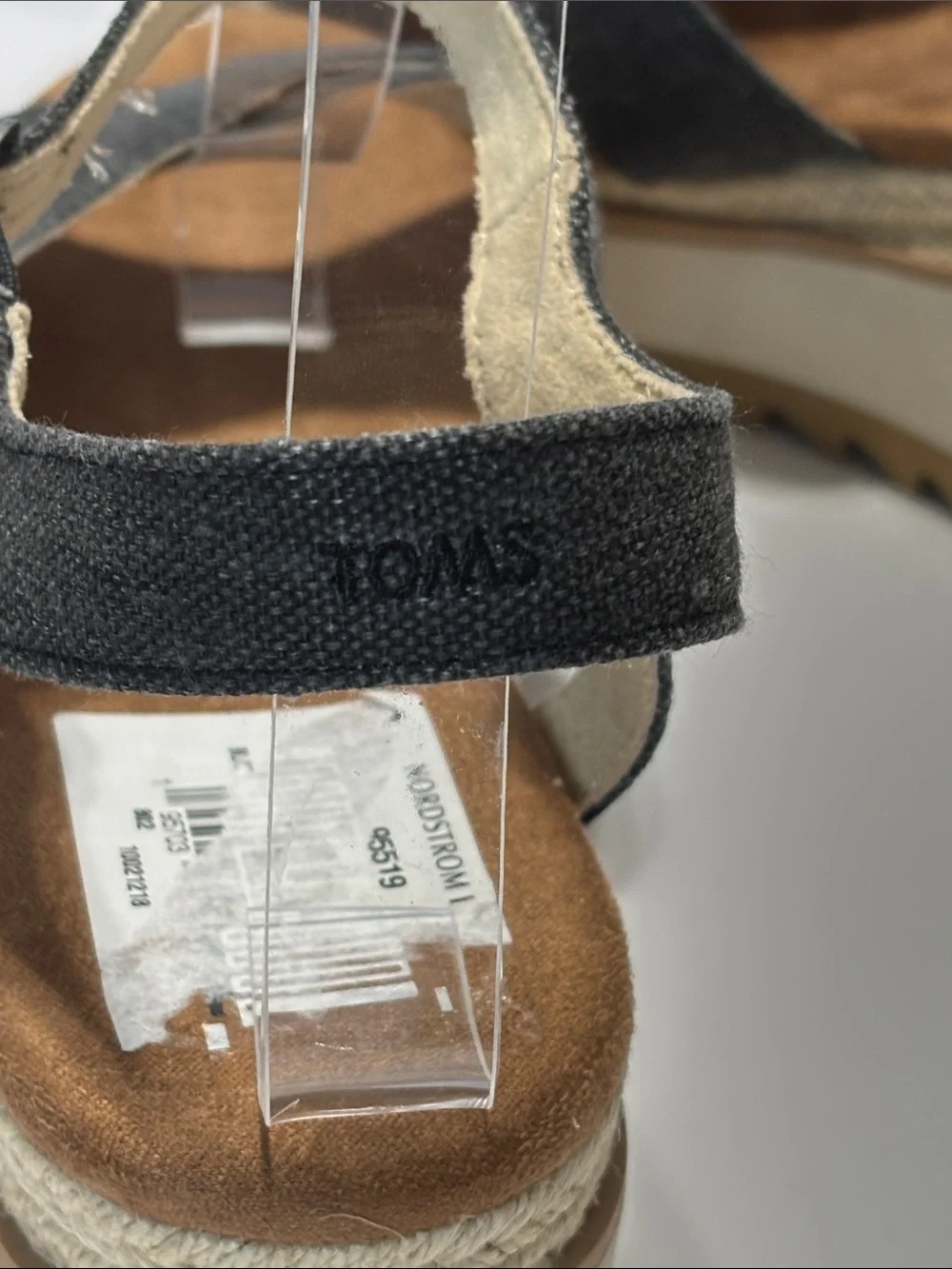 TOMS Gia Black Chambray Canvas Platform Wedge Sandal Size 10--NWT